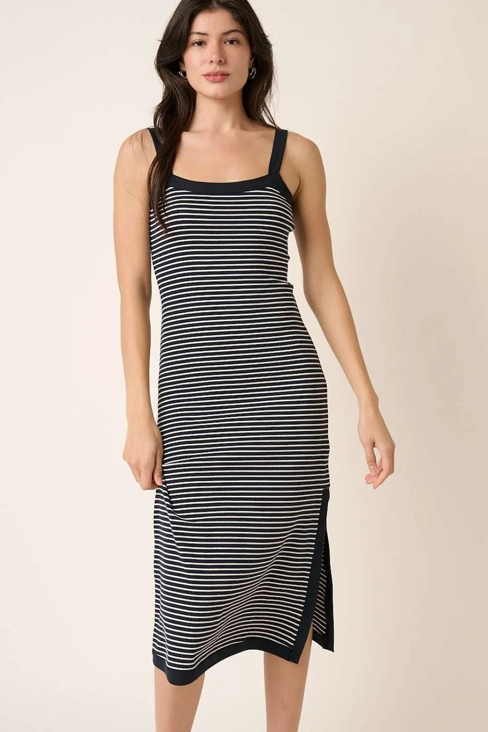Contrast Striped Midi Cami Dress -  Striped