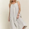 Drawstring Slit Back Cargo Dress - Lt Grey