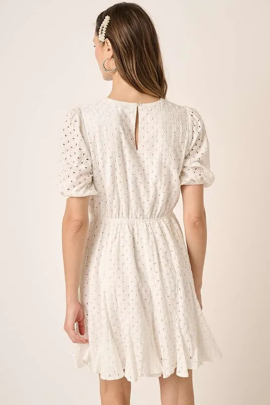 Eyelet-Round-Neck-Puff-Sleeve-Mini-Dress-White-2