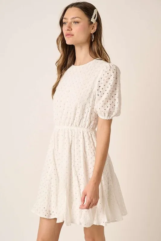 Eyelet-Round-Neck-Puff-Sleeve-Mini-Dress-White-3