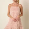 Feather Ruffle Hem Mini Cami Dress - Blush