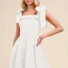 Fit and Flare Washed Gameday Dress - Off White
