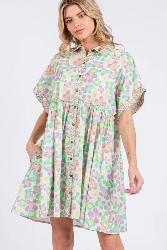 Floral-Babydoll-Short-Sleeves-Dress-Gum-Leaf-3