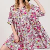 Floral Button Down Mini Shirt Dress - Multi