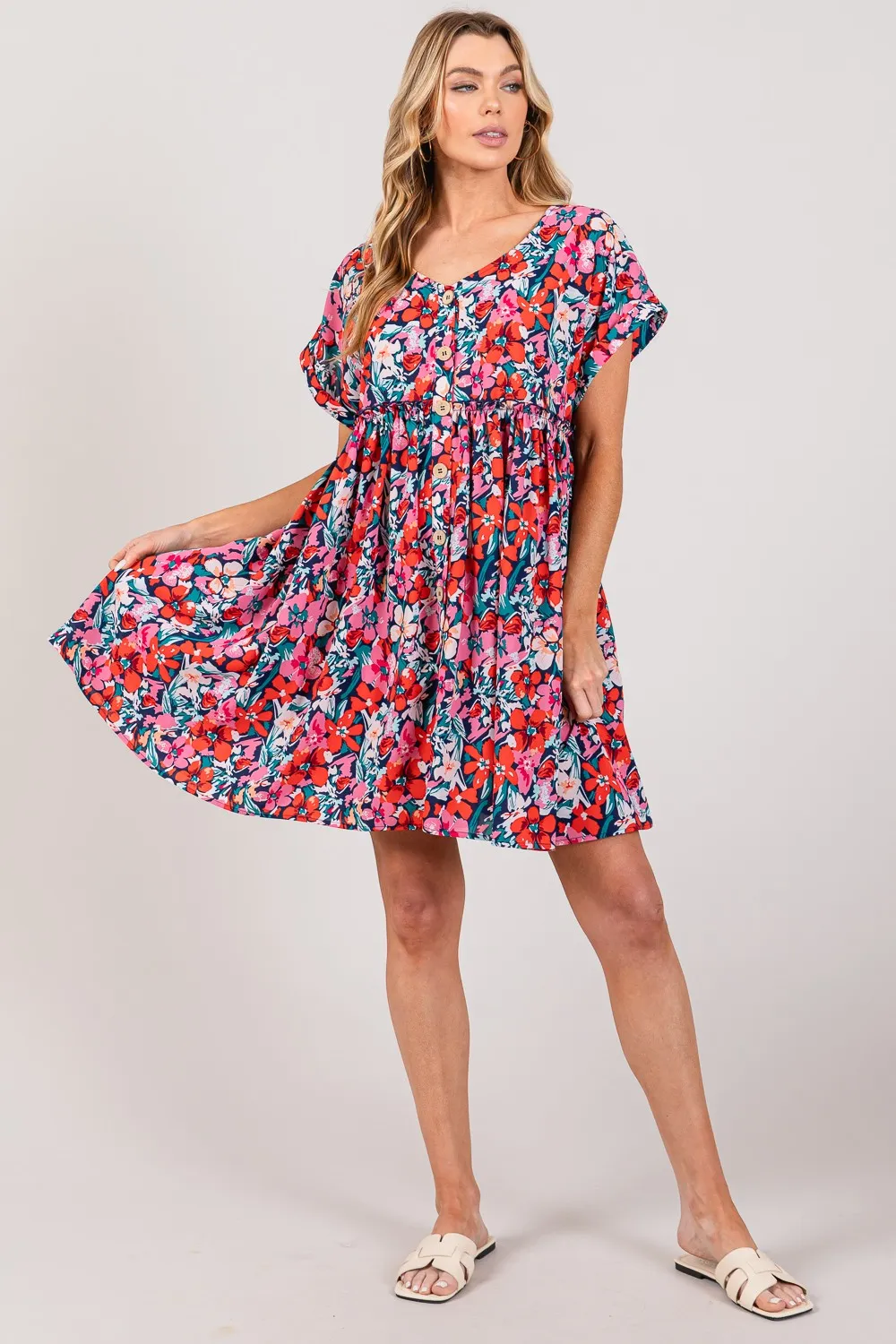 Floral-Button-Down-Short-Sleeve-Mini-Dress-Multi-4