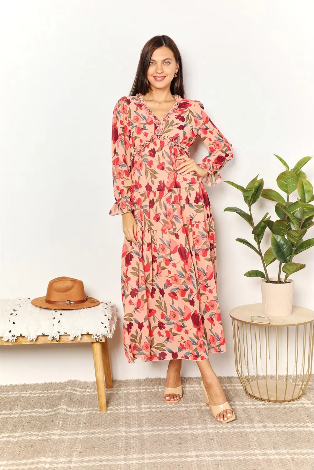 Floral-Frill-Trim-Flounce-Sleeve-Plunge-Maxi-Dress-Floral-3