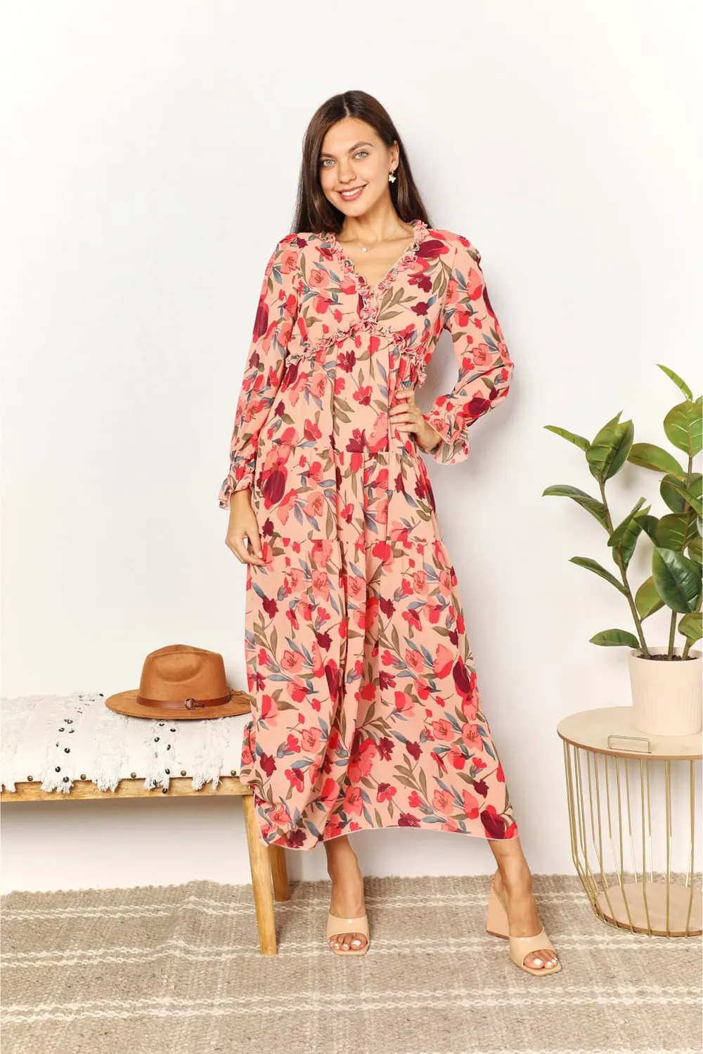Floral-Frill-Trim-Flounce-Sleeve-Plunge-Maxi-Dress-Floral-4
