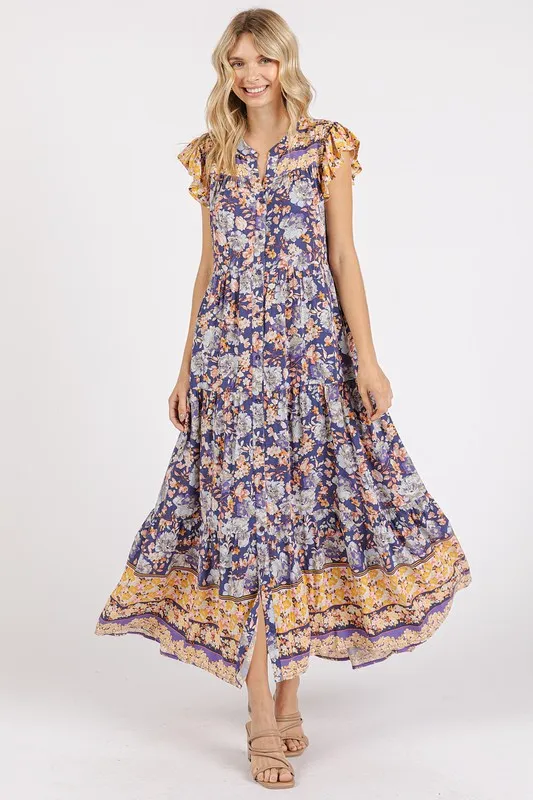 Floral-Ruffled-Notched-Cap-Sleeve-Maxi-Dress-Peacock-Blue-2