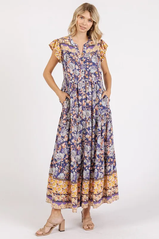 Floral-Ruffled-Notched-Cap-Sleeve-Maxi-Dress-Peacock-Blue-3