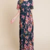 Floral Short Sleeve Maxi Dress - Floral