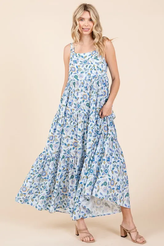Flower-Print-Tiered-Sleeveless-Empire-Maxi-Dress-Sky-Blue-3