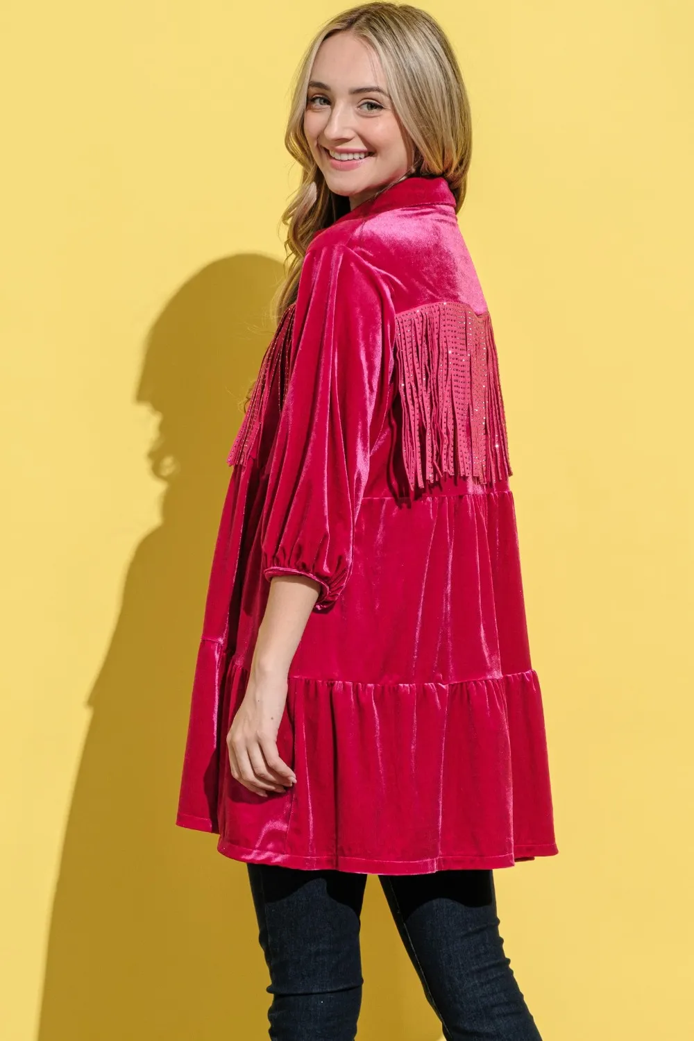 Fringe-Detailed-Velvet-Shirt-Dress-Magenta-2