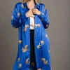 Full Size Animal Print Button Down Midi Shirt Dress Plus Size - Royal Blue