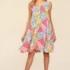 Full Size Babydoll Floral Patchwork Dress with Side Pockets - Peach/Sage
