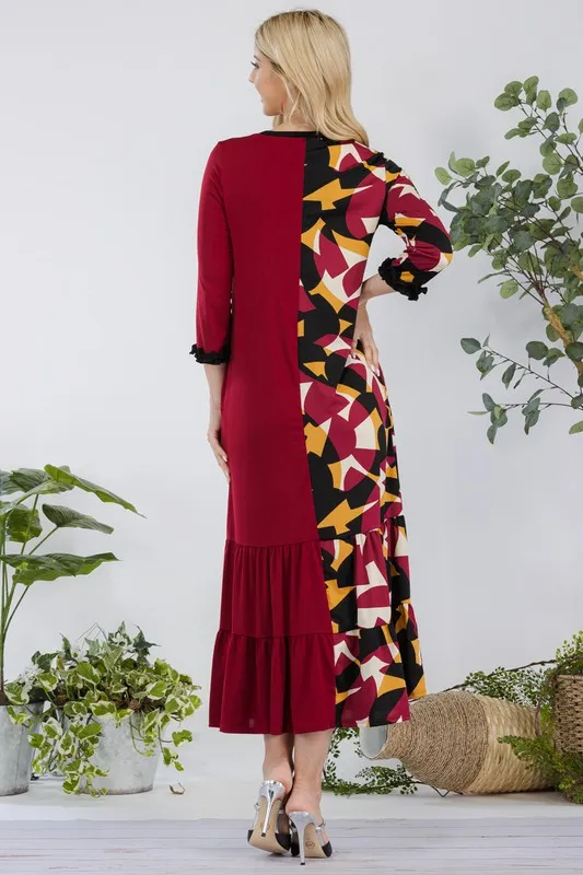 Full-Size-Color-Block-Midi-Dress-Plus-Size-Burgundy-2