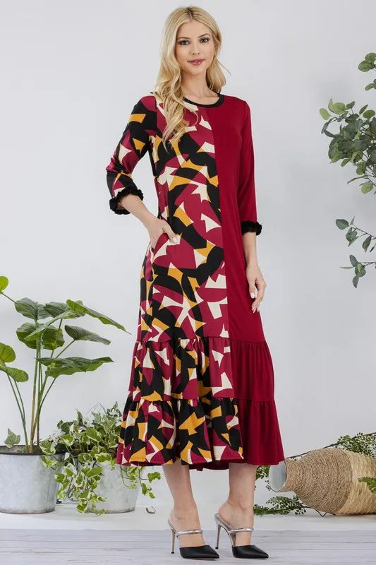 Full-Size-Color-Block-Midi-Dress-Plus-Size-Burgundy-4