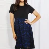 Full Size Contrasting Lace Midi Dress - Dark Blue