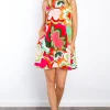 Full Size Floral Sleeveless Mini Dress with Pockets - Coral