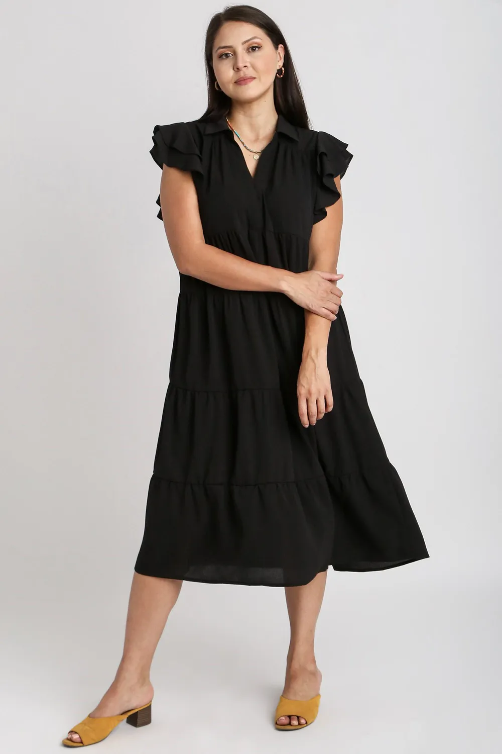 Full-Size-Johnny-Collar-Ruffle-Cap-Sleeve-Tiered-Dress-Plus-Size-Black-3
