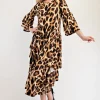 Full Size Leopard Asymmetrical Ruffle Midi Dress Plus Size - Leopard