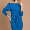 Full Size Off Shoulder Dolman Sleeve Dress - Blueteal