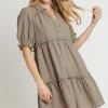 Full Size Plaid Frill Button Detail Ruffled Short Sleeve Dress Plus Size - Green/Pink