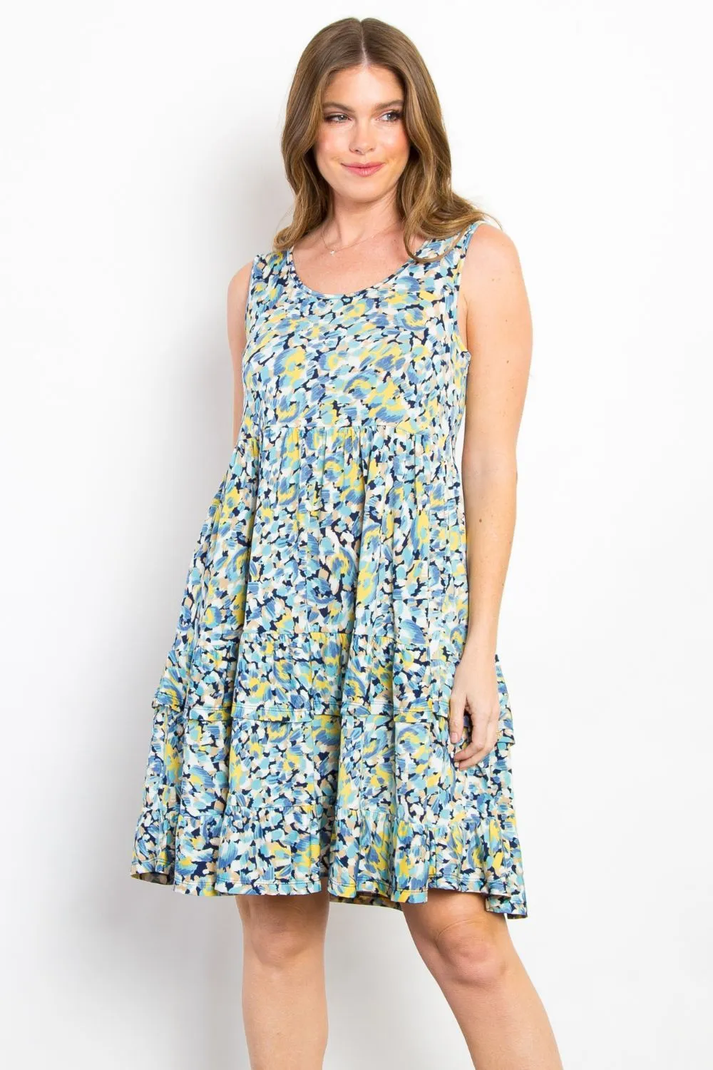 Full-Size-Print-Wrinkle-Free-Ruffled-Dress-Blue-3