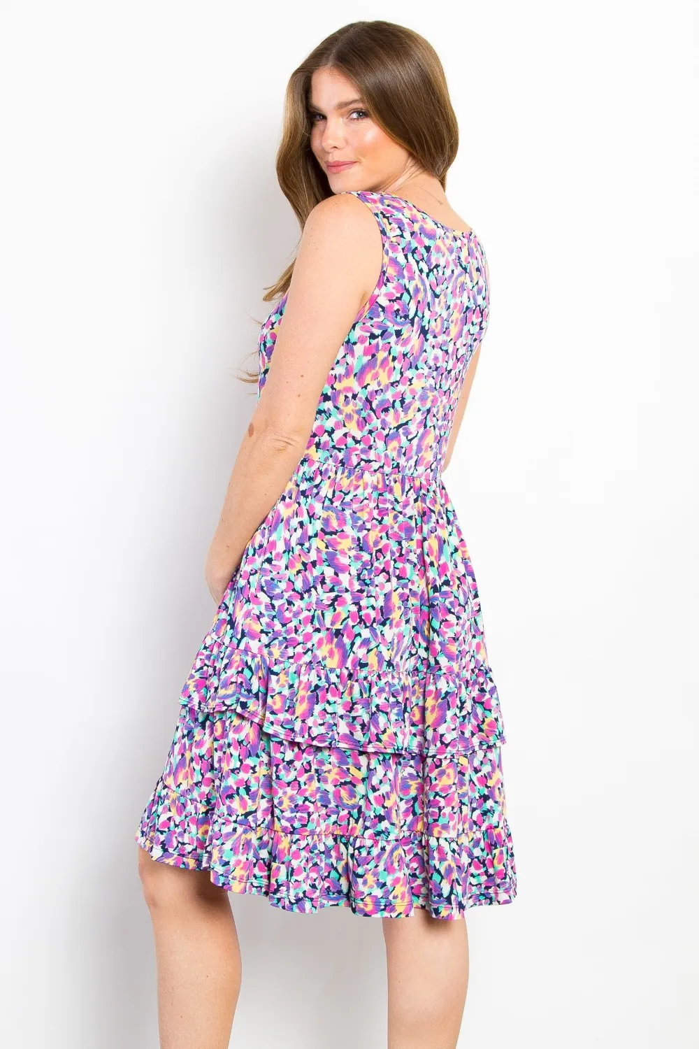 Full-Size-Print-Wrinkle-Free-Ruffled-Dress-Lavender-2