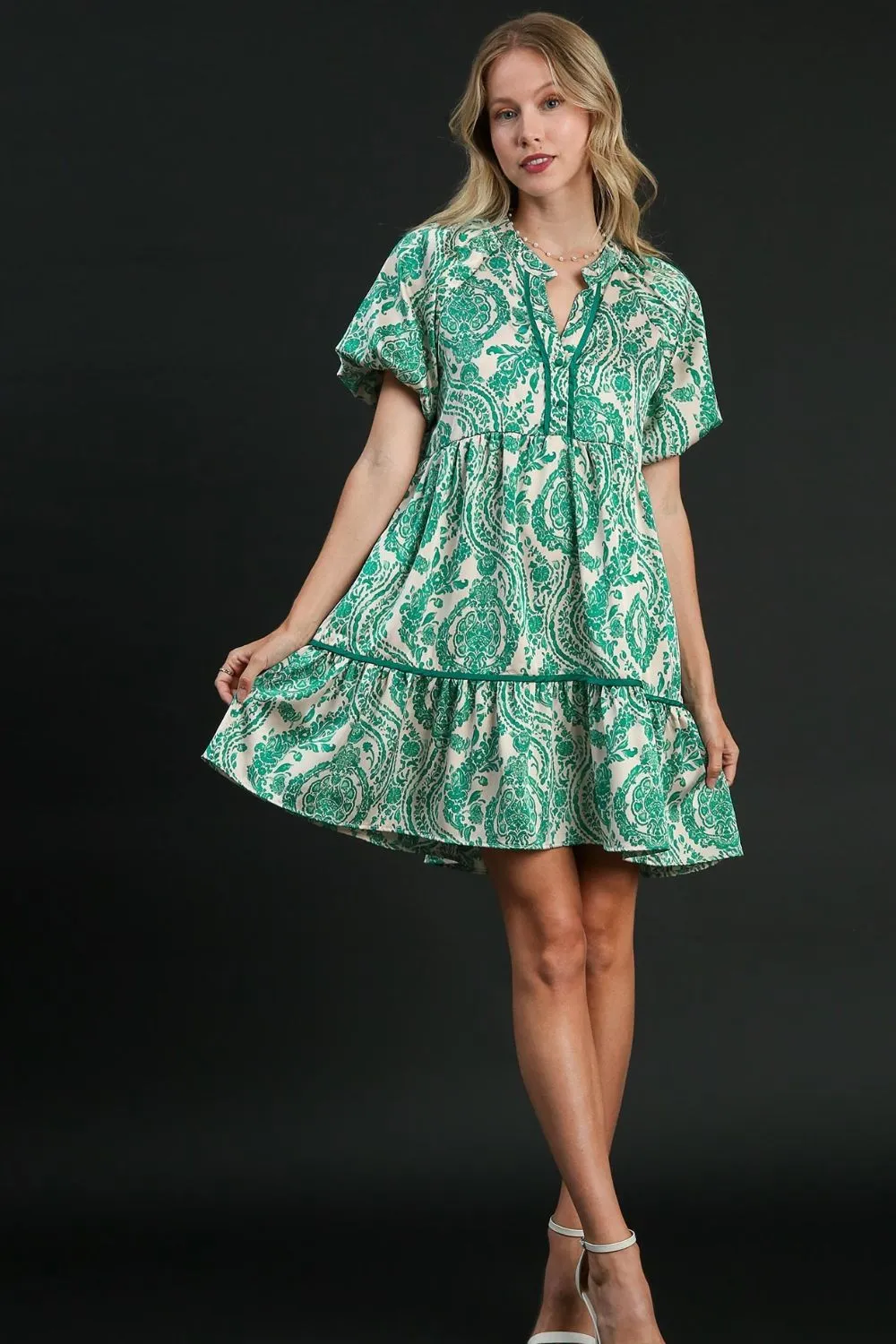 Full-Size-Printed-Notched-Puff-Sleeve-Mini-Dress-Plus-Size-Teal-3