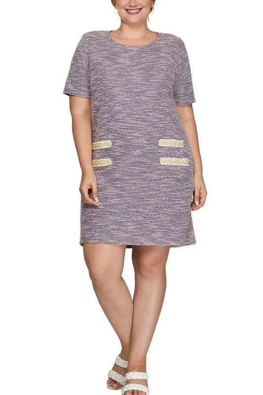 Full-Size-Short-Sleeve-Pearl-Studded-Trim-Knit-Tweed-Dress-Plus-Size-Lilac-4