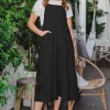 Full Size Sleeveless Tiered Midi Dress - Black