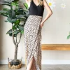 Full Size Slit Animal Print V-Neck Wide Strap Dress - Khaki/Black