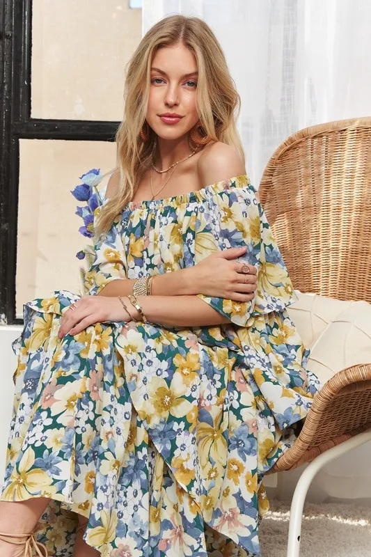 Layered-Floral-Off-Shoulder-Short-Sleeve-Maxi-Dress-Navy-2