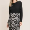 Leopard Color Block Knit Dress - Black
