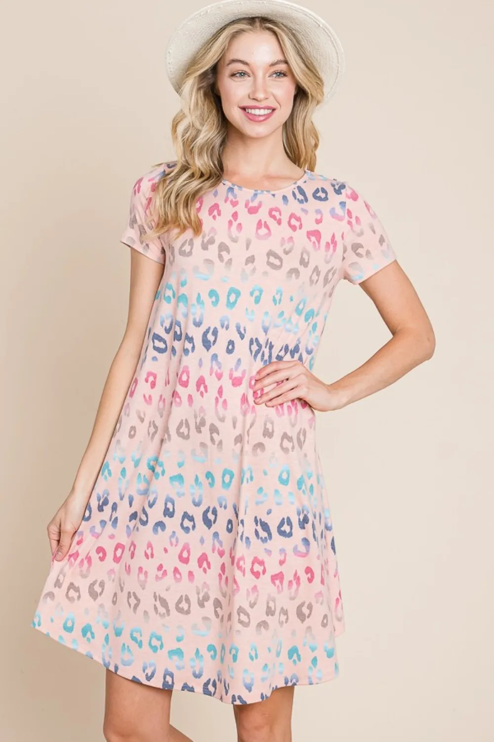 Leopard-Round-Neck-Short-Sleeve-Dress-Blush-1