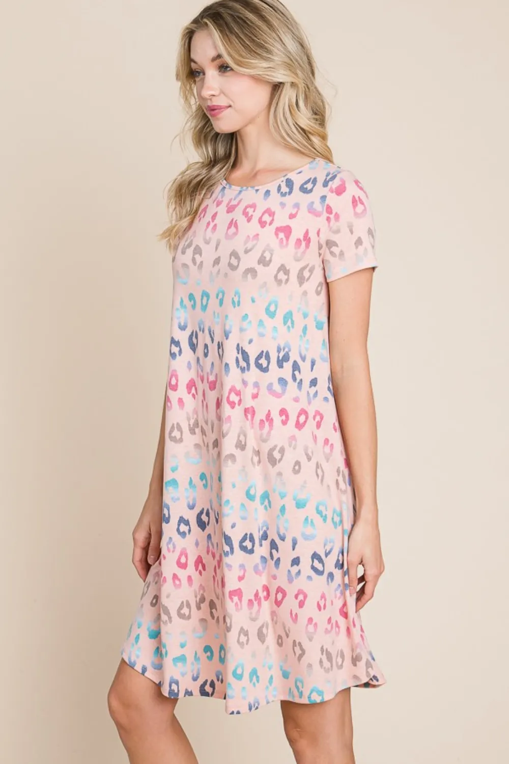 Leopard-Round-Neck-Short-Sleeve-Dress-Blush-3