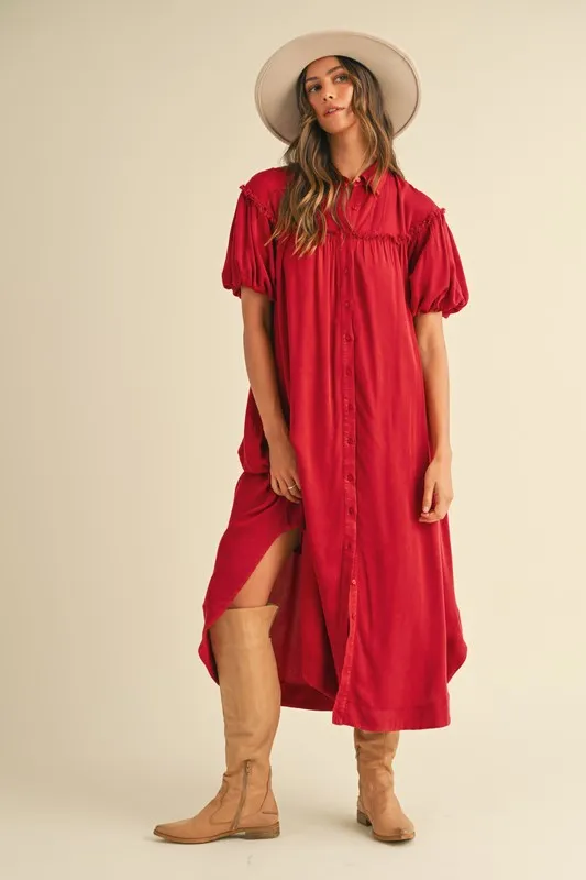 Mineral-Washed-Button-Down-Puff-Sleeve-Shirt-Dress-Deep-Red-2
