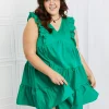 Play Date Full Size Ruffle Dress - Green