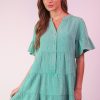 Plus Size Mineral Washed Woven Mini Dress - Jade