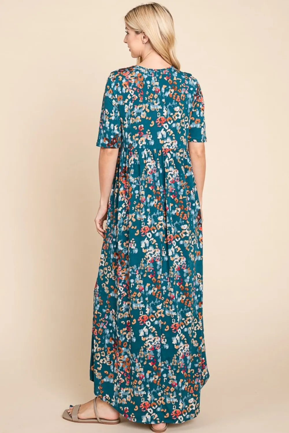 Printed-Shirred-Maxi-Dress-Teal-2