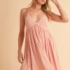 Ruched Plunge Mini Cami Dress - Petal