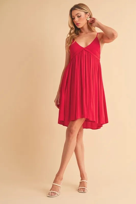 Ruched-Plunge-Mini-Cami-Dress-Red-3