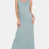 Scoop Neck Wide Strap Tank Dress - Air Force Blue