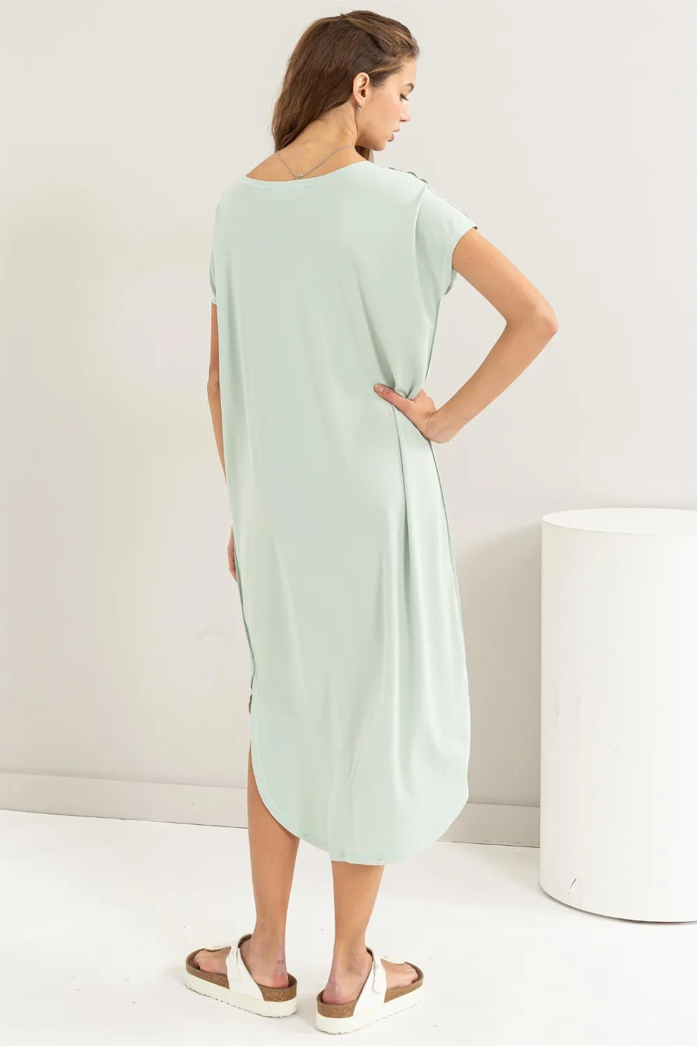 Short-Sleeve-High-Low-Slit-Midi-Dress-Mint-2