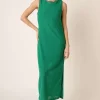 Side Slit Round Neck Sleeveless Dress - Kelly Green