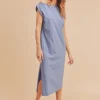 Side Slit Round Neck Sleeveless Midi Dress - Periwinkle