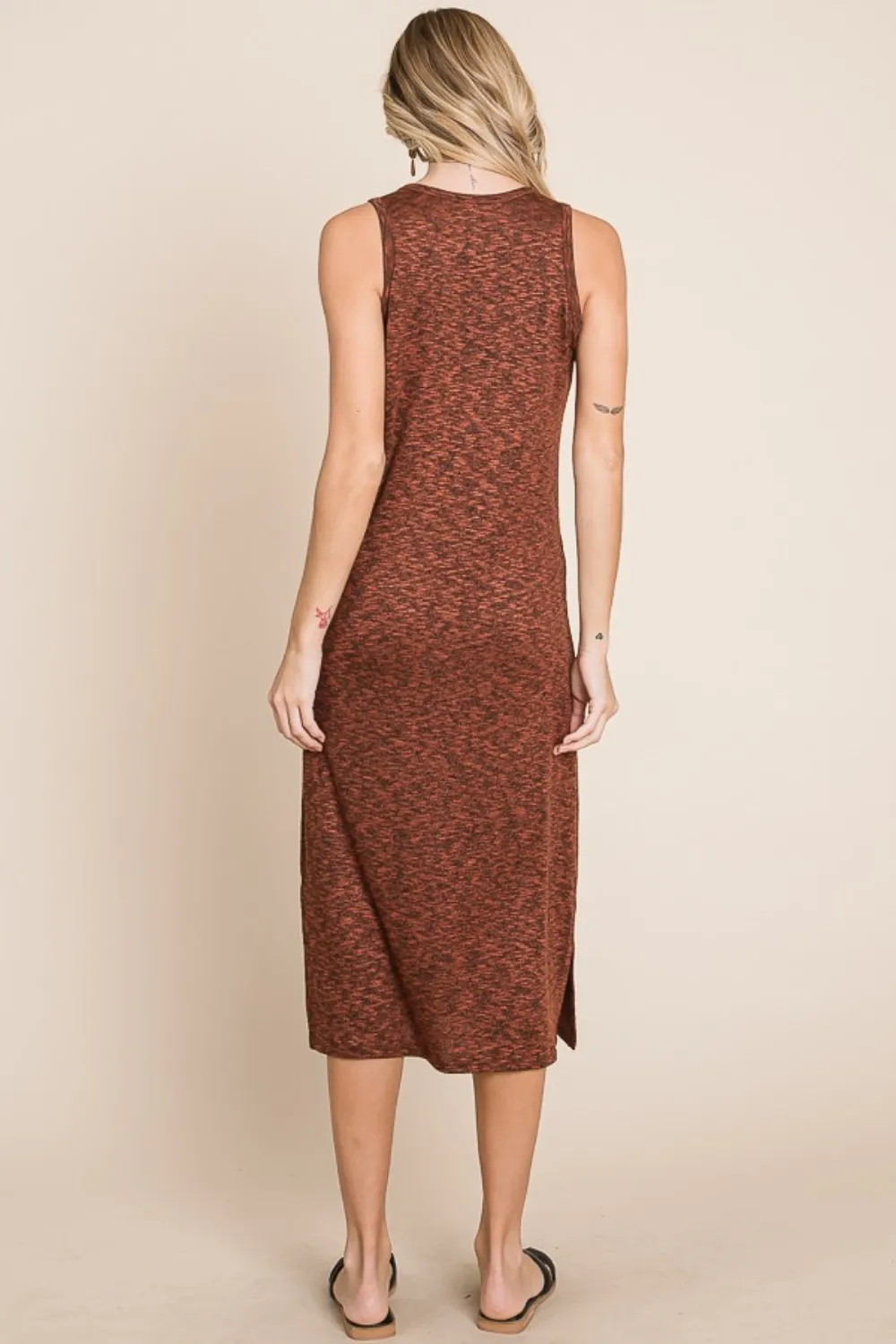 Slit-Round-Neck-Sleeveless-Midi-Dress-Rust-2