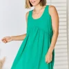 Swiss Dot Sleeveless Babydoll Dress - K Green