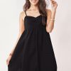 Textured Sweetheart Neckline Bubble Hem Dress - Black
