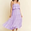 Tiered Flowing Tube Midi Dress - Lavender